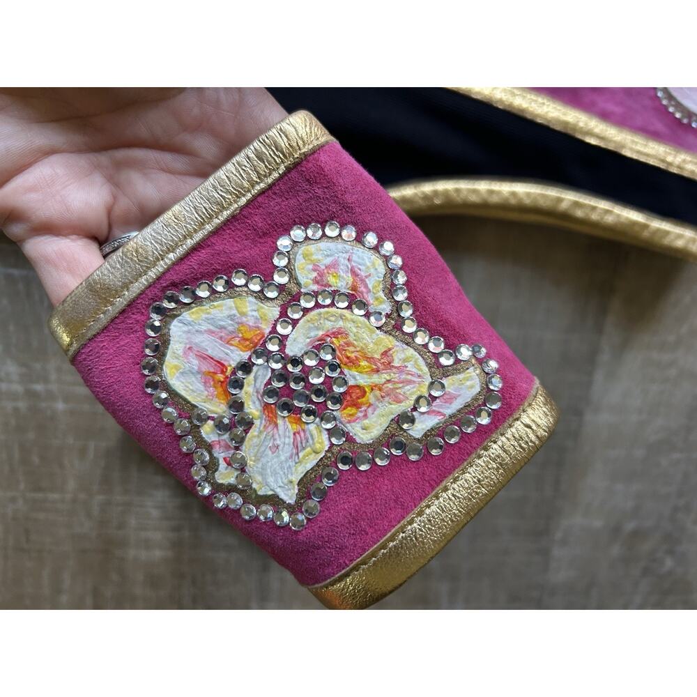 Diane Olsen Canada Lambskin Suede Art Vest Rhinestone Floral Painted Vest Set L - Picture 14 of 16